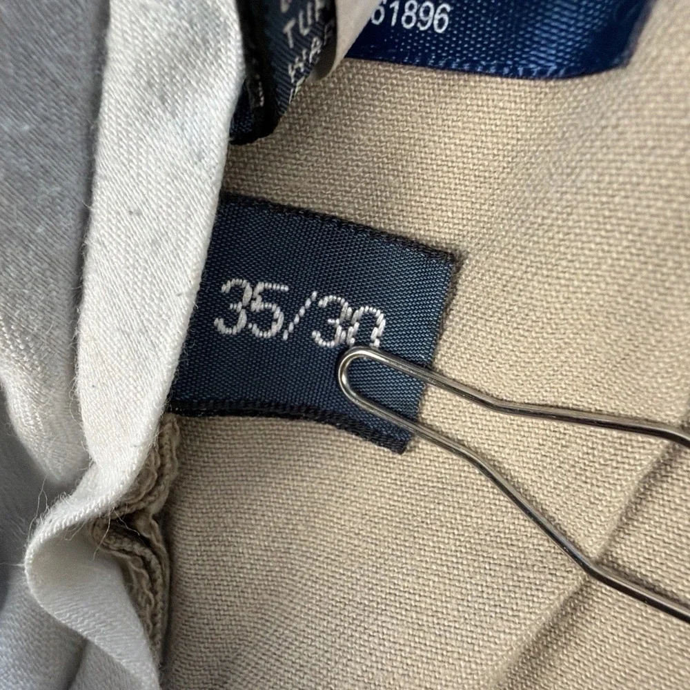 Polo Ralph Lauren Men 35x30 Khaki Pleated Chino Trousers Preppy Casual